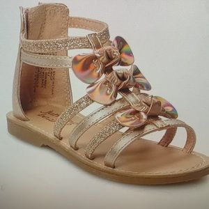 NWB-Toddler Girls’ Jumping Beans Enchanted Rose-gold Gladiator Sandals